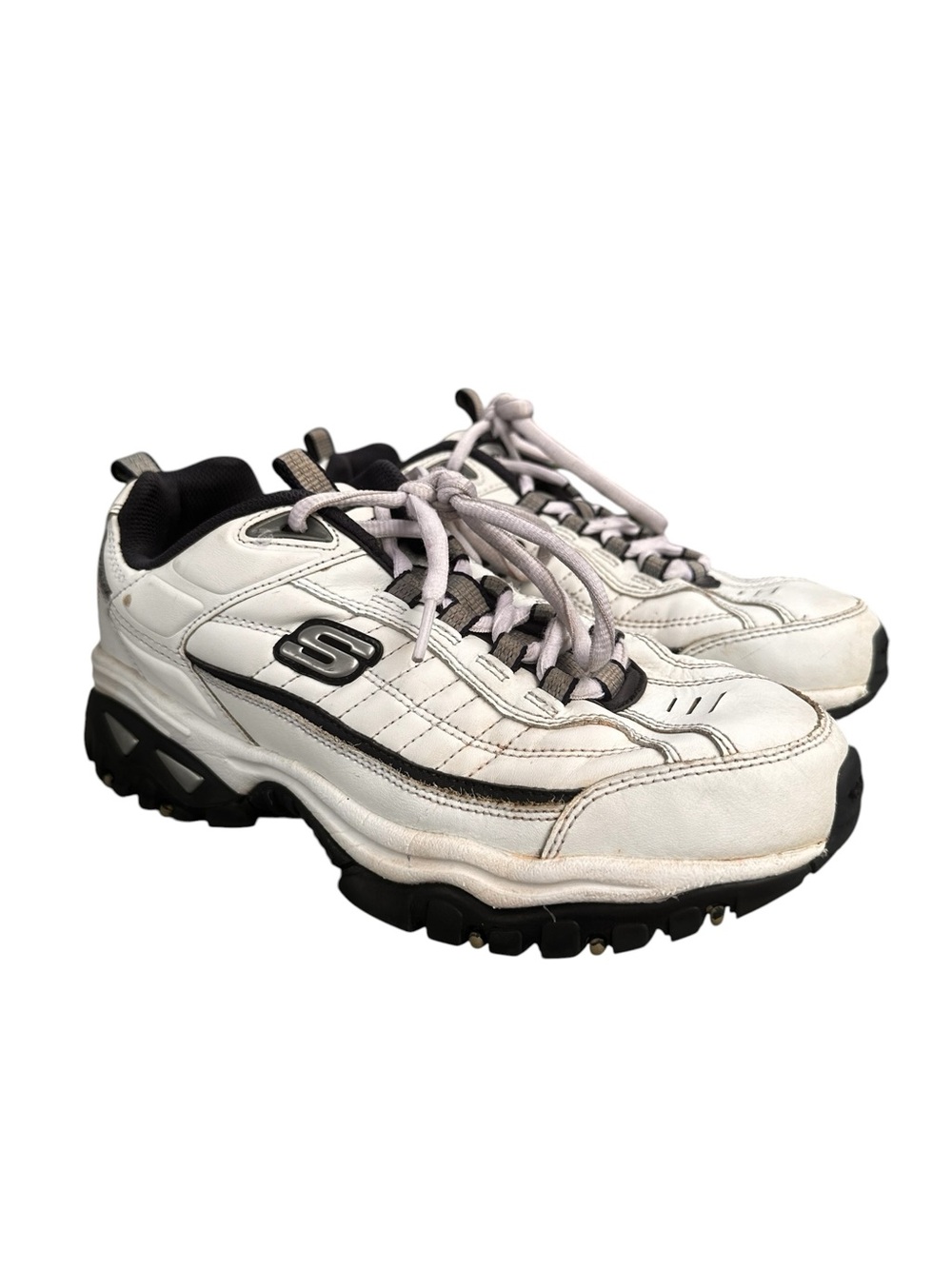 Men's Skechers Energy After Burn Comfy Casual Shoe White Navy 50081EW Size 7.5